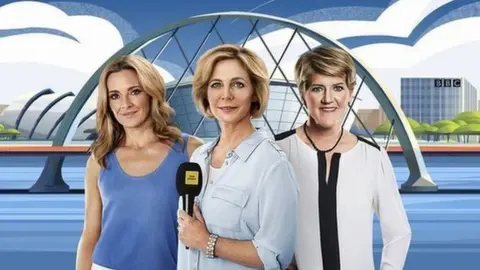 BBC presenters Gabby Logan, Hazel Irvine and Clare Balding