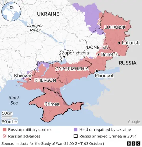 Map showing annexed areas