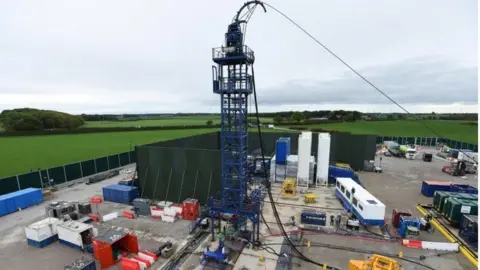 Cuadrilla/PA Fracking machinery at Cuadrilla's fracking site in Lancashire