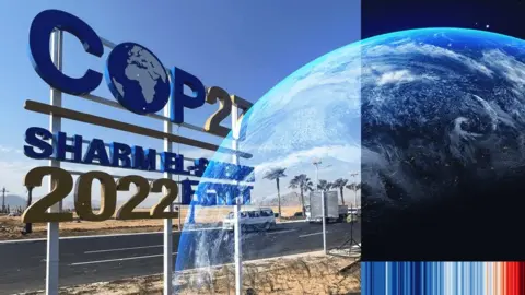 Reuters Sign of COP27 on a road in Sharm El Sheikh Egypt