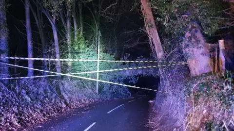 Kent Fire and Rescue A fallen tree across a road