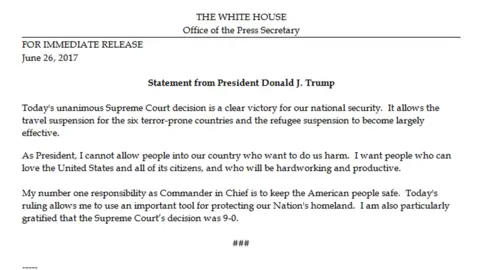 White House Trump statement