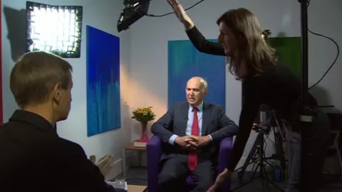 BBC David Cornock interviewing Sir Vince Cable