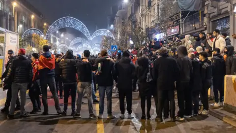 Getty Images A human chain in Brussels
