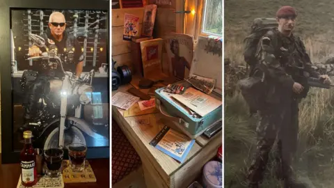 Lizzie Rose/BBC Composite photograph of Mr Burrows and some of his medals