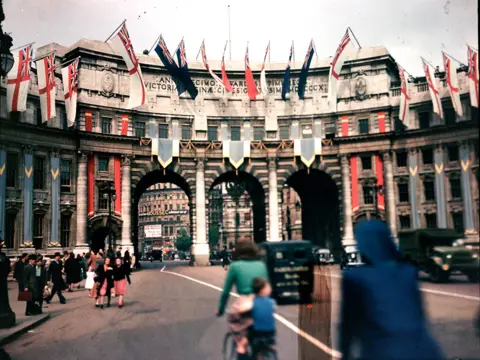 Getty Images Admiralty Arch in London on VE Day