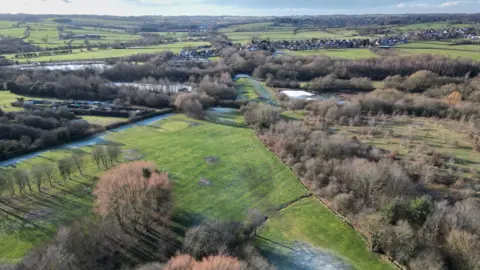 An aerial photo of the former Pewit golf course