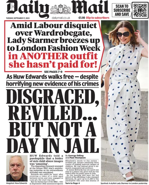 "Disgraced, reviled... but not a day in jail" headlines the Daily Mail