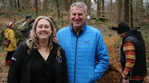 Louise Dewhurst VCWP project manager Nicole Blair with Godfrey Owen, Centre Director for YMCA Lakeside