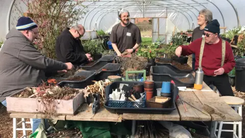 BBC Service users during a horticultural therapy session at Veterans' Growth 