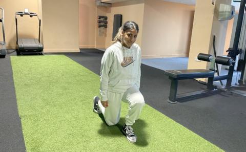 Nav Kaur strength training at the gym