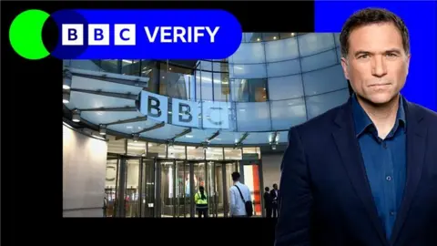 BBC Analysis Editor Ros Atkins in front of the BBC headquarters in London