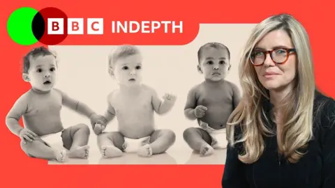 A treated image of three young babies sitting