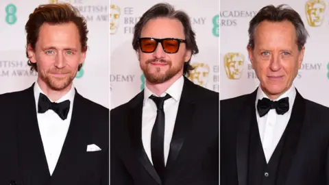 PA Media Left-right: Tom Hiddleston, James McAvoy and Richard E Grant