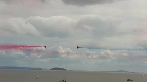 Cath Bevan Red Arrows over Barry, Vale of Glamorgan, taken by Cath Bevan