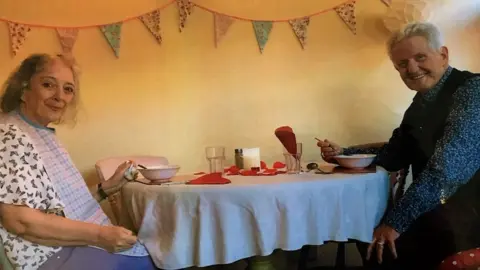 Family photo Jane and Chris enjoy Valentine's Day at the tea rooms