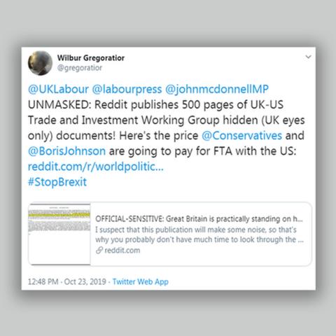 General election 2019: Reddit says UK-US trade talks document leak