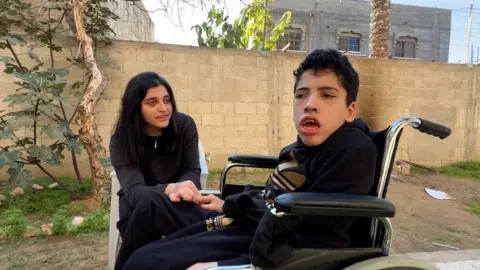 Tala (left) and her brother Yazid (right) were turned back at the border when they tried to leave Gaza