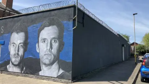 BBC Mural being painted out