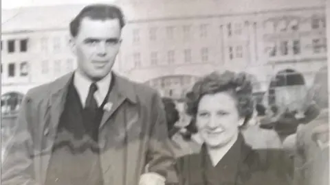 Family photo Mrs Webber, aged 20, and her first husband, David Williams, on their honeymoon in London in 1947