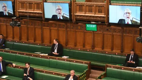 JESSICA TAYLOR/UK PARLIAMENT MPs have been contributing via video link during the coronavirus outbreak