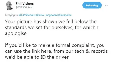 Twitter A tweet from Ch Insp Phil Vickers