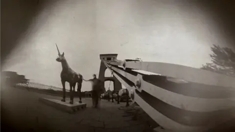Justin Quinnell/Pinhole Photography Clifton Suspension Bridge with a unicorn statue