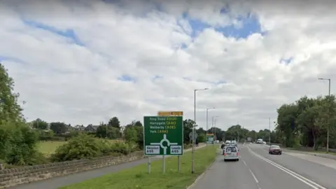 Google A6120 approaching Horsforth roundabout