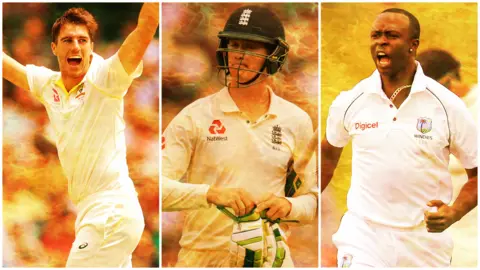 Pat Cummins, Keaton Jennings & Kemar Roach