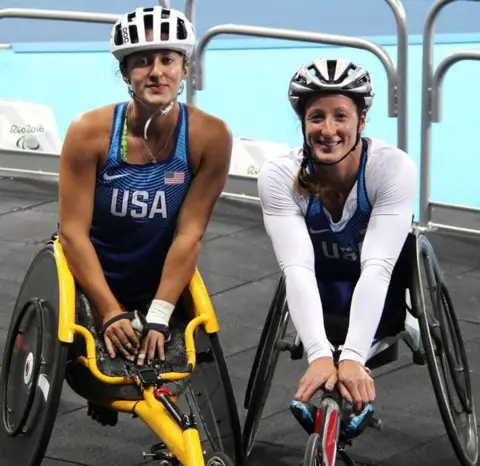 Deborah McFadden Hannah and Tatyana McFadden competing together at London 2012