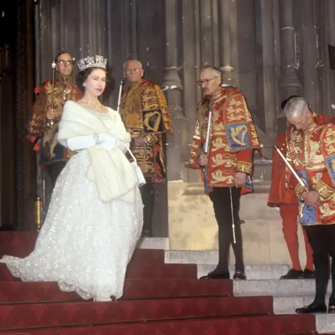 PA Media Queen Elizabeth II leaving after the State Opening of Parliament