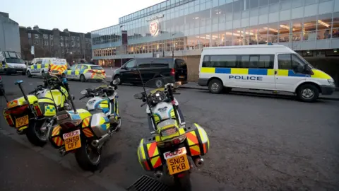 PA Police outside the stadium before the match between Heart of Midlothian and Celtic at Tynecastle Park, Edinburgh.