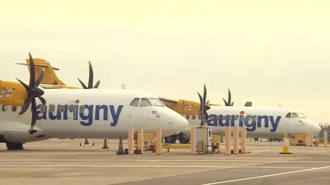 BBC Aurigny ATR planes at Guernsey Airport
