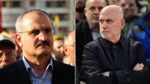 EPA A composite photo showing former Lebanese government ministers Ali Hassan Khalil (L) and Youssef Finyanus (R)