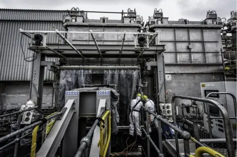 Sellafield Ltd Workers outside the silo