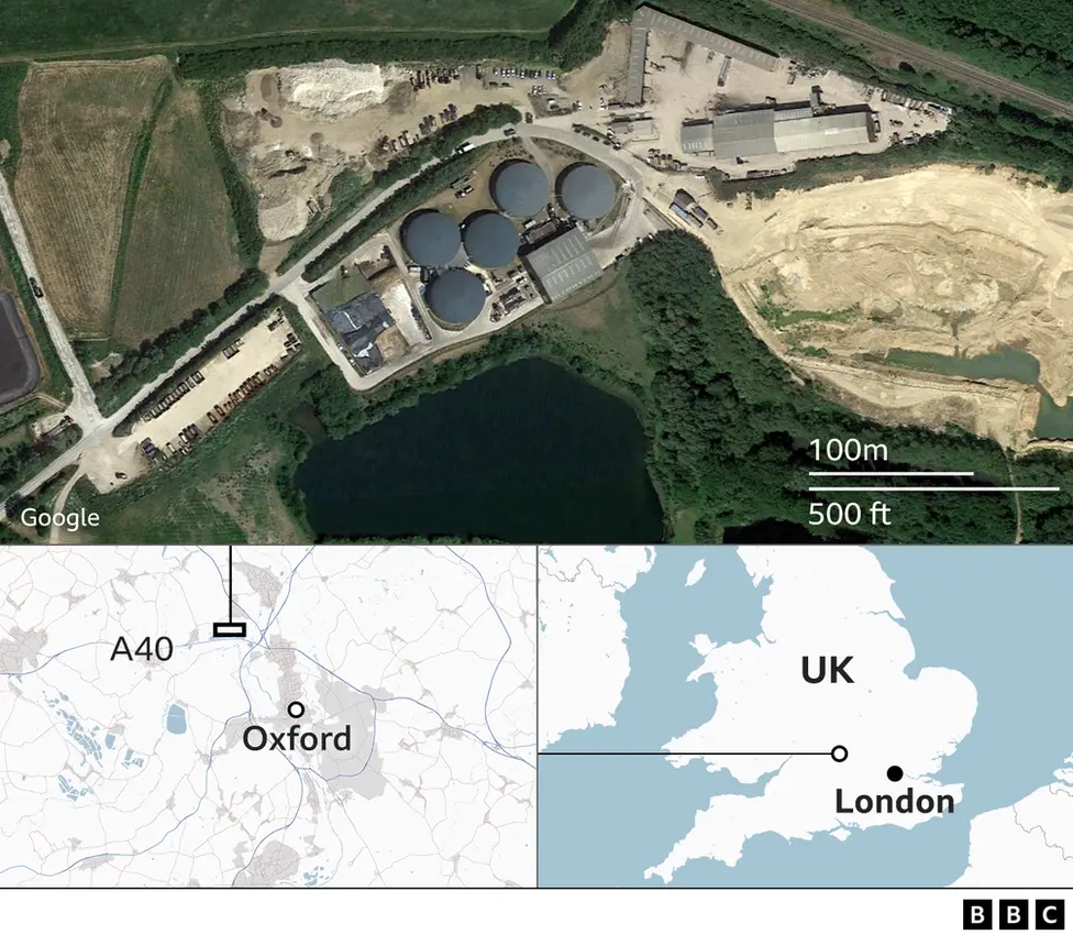 Map of recycling plant and wider area