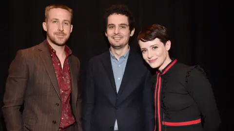 Getty Images Ryan Gosling, Damien Chazelle and Claire Foy