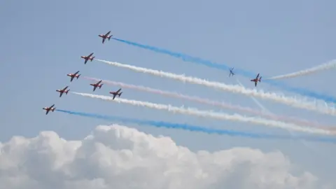 BBC Red Arrows performing over Guernsey