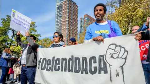 Getty Images Immigration advocates began a march to Washington DC ahead of the oral arguments