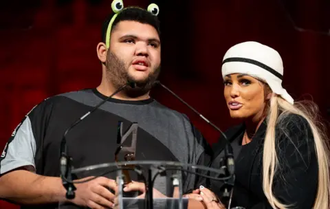 Getty Images Katie Price with her son Harvey at the National Diversity Awards