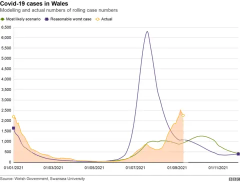 Modelling showing the number of Covid cases