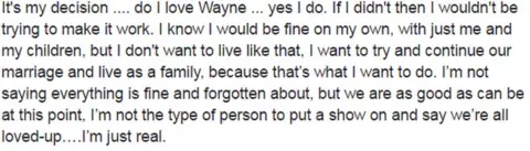 coleen rooney/facebook post from Coleen Rooney's Facebook post