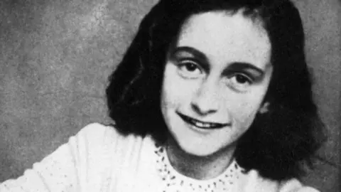 BBC A file picture released in 1959 shows a portrait of Anne Frank who died of typhus in the Bergen-Belsen concentration camp in May 1945 at the age of 15