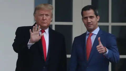 Getty Images Mr Guaidó met with Mr Trump at the White House last month