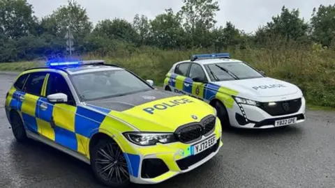 North Yorkshire Police Police cars at Selby Fork