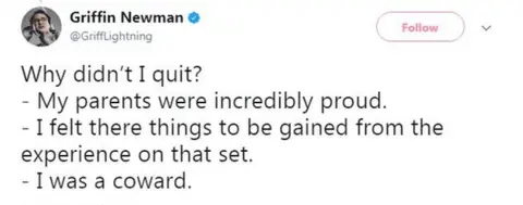 Griffin Newman /Twitter Tweet from Griffin Newman