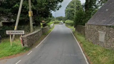 Google The crash happened in Llangadog, in Carmarthenshire