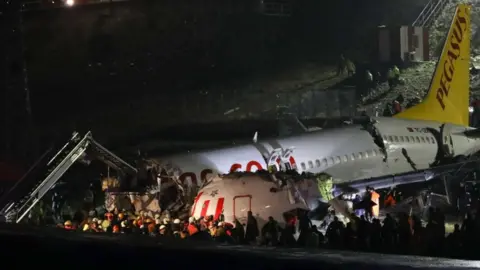 AFP The Pegasus Airlines jet at Sabiha Gokcen airport