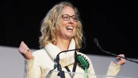 PA Scottish Greens co-leader Lorna Slater celebrates her victory