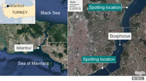 Maps showing the Bosphorus